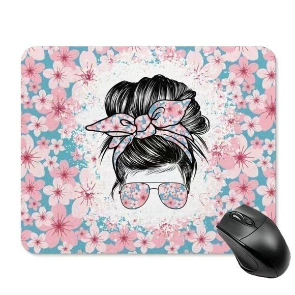 Mom Life Messy Hair Mouse Pad, Non-Slip with Floral Print, New In Package - Picture 3 of 3
